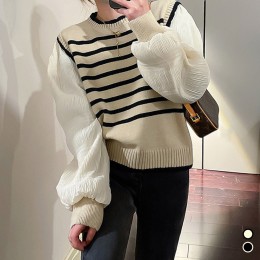 단가라 니트 블라우스 LM-0176