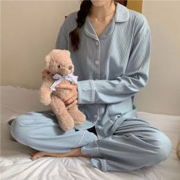 배색 카라 4계절 긴팔 잠옷 LM-0184