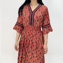 휴양지 꽃무늬 패턴 원피스 LM-0303