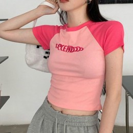 배색 레터링 크롭티 LM-0391