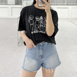 프렌드 프린팅 오버핏 티셔츠 LM-0421