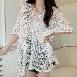 오버핏 브이넥 여름 그물 니트 LM-0448