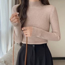 슬림핏 골지 반폴라 니트 목티 LM-0499