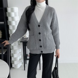 여성 루즈핏 왕단추 가디건 LM-0504