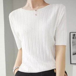 빅 골지 얇은 반팔 니트 LM-0592