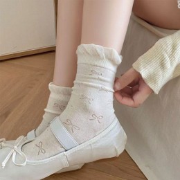얇은 여름 리본 펀칭 벌룬 중목 양말 4color LM-0642