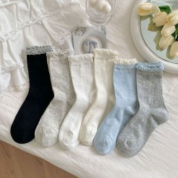 얇은 여름 리본 펀칭 벌룬 중목 양말 4color LM-0642