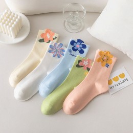 빅 플라워 꽃 중목양말 5color LM-0661