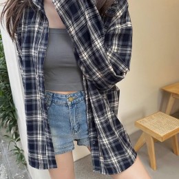 오버핏 가을 체크셔츠 남방 LM-0695