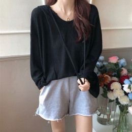 루즈핏 트임 얇은 긴팔 후드티 LM-0700