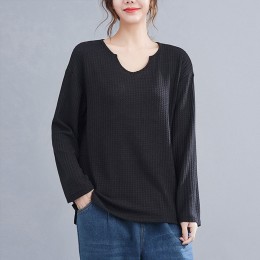 루즈핏 트임 라운드 긴팔 티셔츠 LM-0701