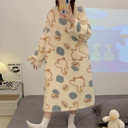 극세사 겨울 파자마 원피스 수면 잠옷 2종 LM-0757