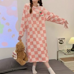 극세사 겨울 파자마 딸기 원피스 수면 잠옷 LM-0758