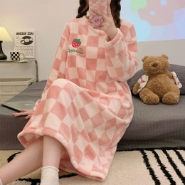 극세사 겨울 파자마 딸기 원피스 수면 잠옷 LM-0758
