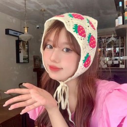 삼각 얇은 니트 뜨개 헤어 머리 두건 4color LM-0869