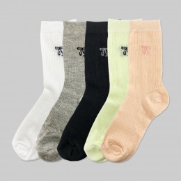 여름 시스루 펀칭 리본 중목양말 LM-0898