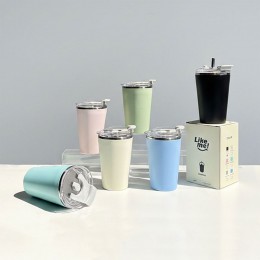 스텐 사무실 머그컵 텀블러 빨대포함 420ml LM-0921