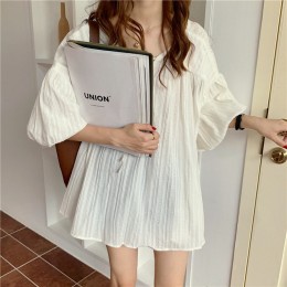 드롭 퍼프 슬리브 블라우스