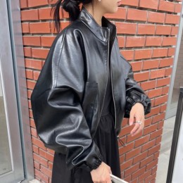 오버핏 레더 라이더 벌룬 자켓 MFNC-030054