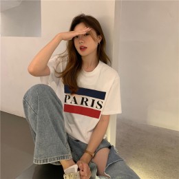 100% 순면 오버핏 Paris 여성 반팔티 MFNC-040099