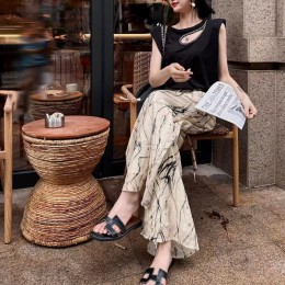 하이 웨이스트 와이드 냉감 밴딩 팬츠 MFNC-040101