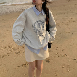 유니버시티  프린팅 오버핏 맨투맨 티셔츠