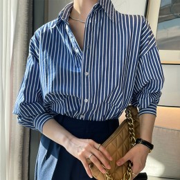 여리핏 루즈 스트라이프 셔츠 블라우스 데일리 남방