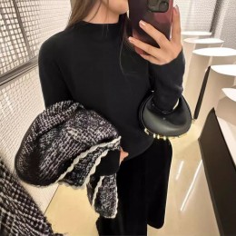 여성용 슬림핏 하프터틀넥 니트 풀오버