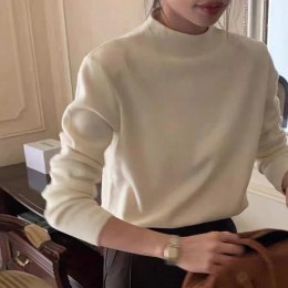 여성용 슬림핏 하프터틀넥 니트 풀오버