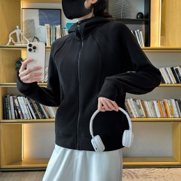 폴라플리스 여성용 슬림핏 절개 후드 집업