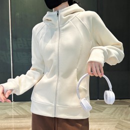 폴라플리스 여성용 슬림핏 절개 후드 집업