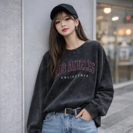 LA 레터링 빈티지 워싱 루즈핏 면 티셔츠