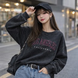 LA 레터링 빈티지 워싱 루즈핏 면 티셔츠