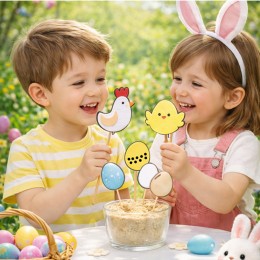 부활절 병아리와 가족 토퍼