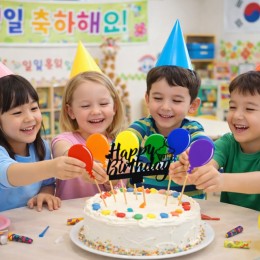 풍선파티 생일케이크 토퍼