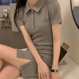 카라 옆트임 반팔 미니원피스 NF-17