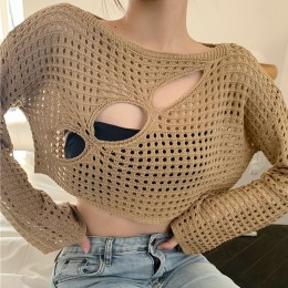 라운드 트임 펀칭 긴팔크롭티 레이어드룩 NF-54