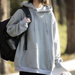 오버핏 무지 베이직 긴팔후드티셔츠 NF-72