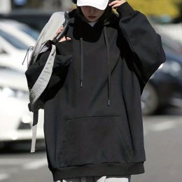 오버핏 무지 베이직 긴팔후드티셔츠 NF-72