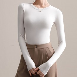 라운드넥 베이직 슬림 무지 긴팔티셔츠 NF-77