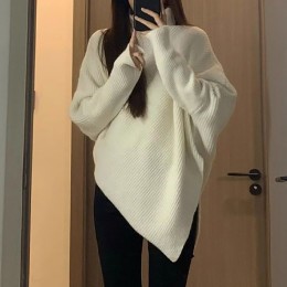 터틀넥 언발란스 가오리핏 긴팔 골지니트티 NF-78