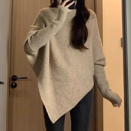 터틀넥 언발란스 가오리핏 긴팔 골지니트티 NF-78