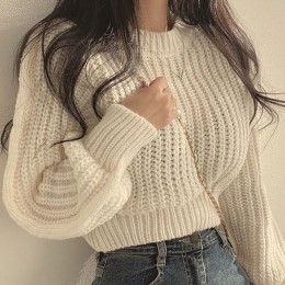 라운드넥 긴팔 도톰 크롭니트티 NF-89