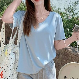 U넥 루즈핏 무지 반팔티셔츠 NF-103