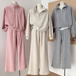 여성 기모 반집업 상하세트