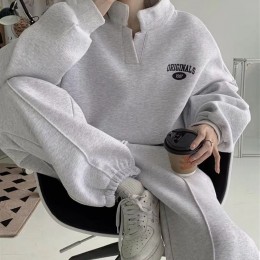 카라 오버핏 밴딩 투피스 트레이닝