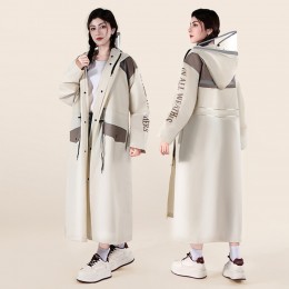 오버핏 후드 롱 레인코트