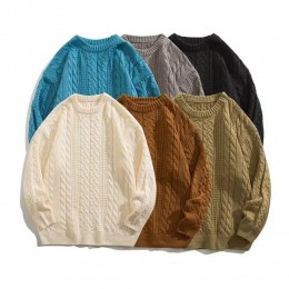 남성 라운드넥 꽈배기 니트