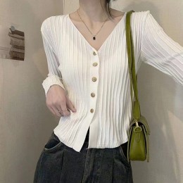 여성 골지 V슬림 가디건