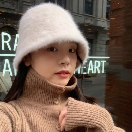 여성 토끼퍼 버킷햇 벙거지 모자